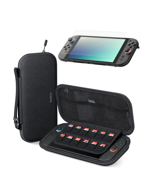 Gaming equipment enclosure — Belkin travel bag with AirTag holder and game card pocket