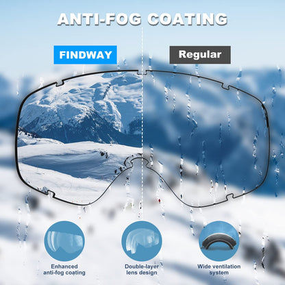 findway ski goggles otg — over glasses snow goggles with UV protection for all users