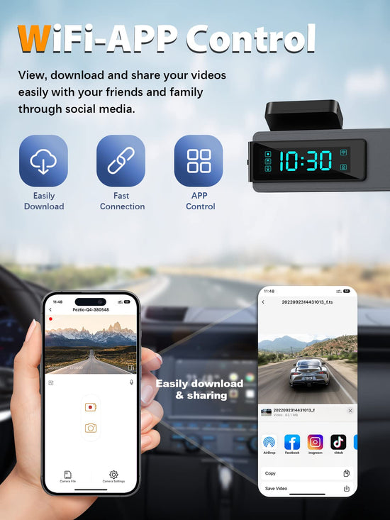 Onboard camera — 4K front and 1080P rear with built-in WiFi and night vision
