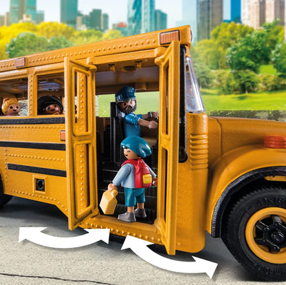 Playmobil toy figure playset — school bus with accessories and 4 figures
