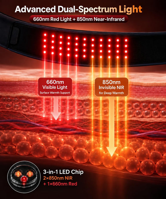 Red Light Belt for Body, Infrared Light Pad for Back, 660nm & 850nm