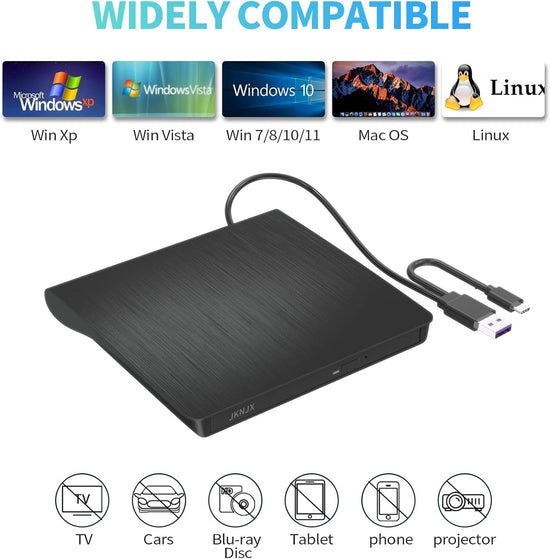 Optical disc drive — Slim and portable USB 3.0 and Type-C reader and writer for multiple systems