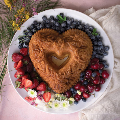 Nordic Ware baking pan — wildflower heart design