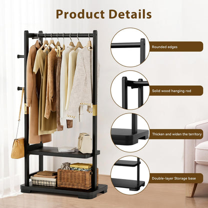 Solid Wood Clothes Rack