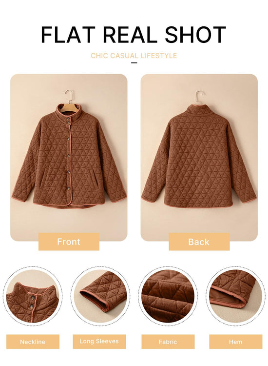 EVALESS coat — Lightweight diamond quilted puffer with open front design