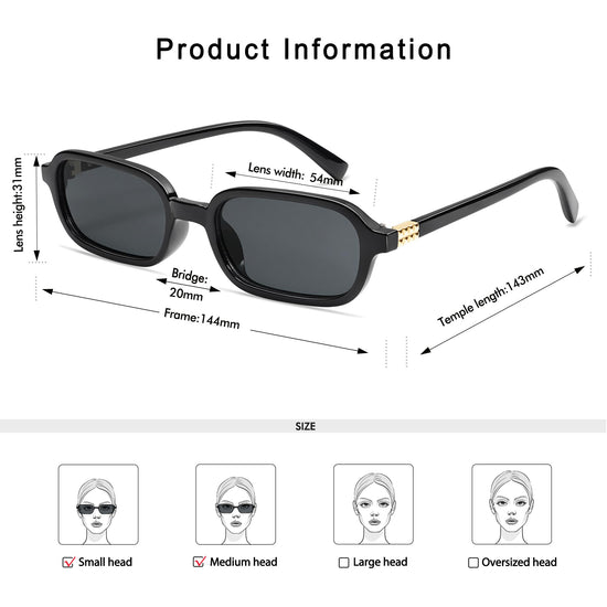 Appassal rectangular sunglasses - vintage 90s square style for women AP3698