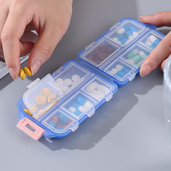 Zuihug personal pill dispenser - compact and portable design with 10 compartments