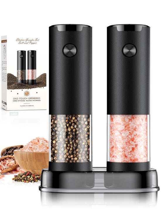 Seasoning mill — Electric salt and pepper grinder set with adjustable coarseness
