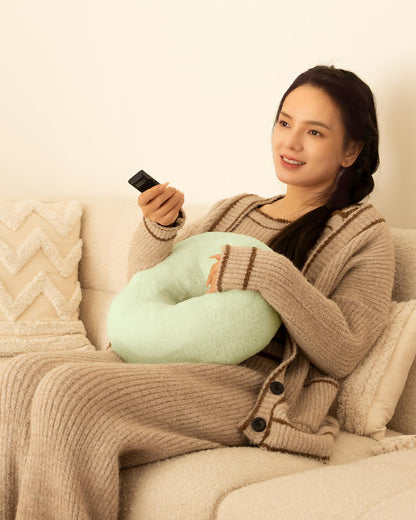Viozon tablet stand pillow — 360° adjustable design with soft plush fabric and bowl.