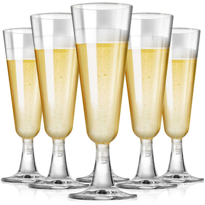 SUREHOME champagne flutes — 5.5 oz clear plastic disposable toasting glasses