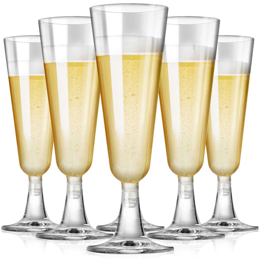 SUREHOME champagne flutes — 5.5 oz clear plastic disposable toasting glasses