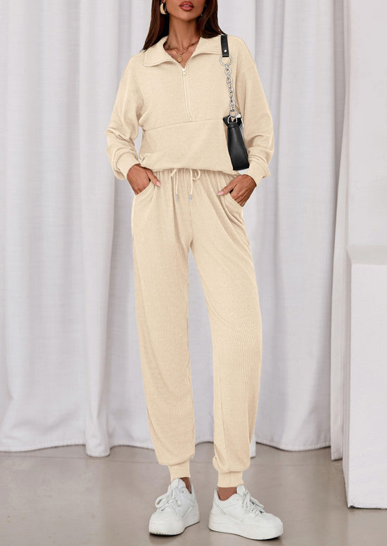 PRETTYGARDEN women's zip up sweatshirt and jogger pants track suit