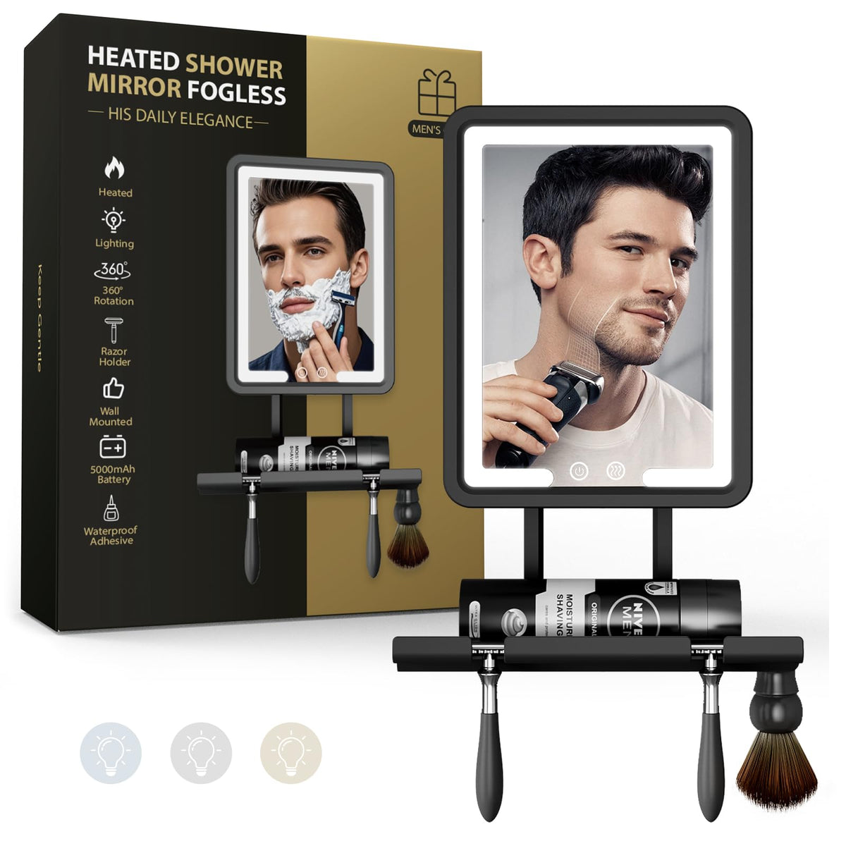 ZHENYEMEI shower mirror with fogless design for shaving