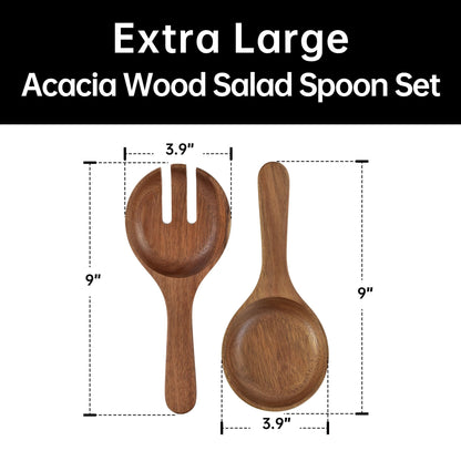 KITEISCAT salad bowl set — Extra large with acacia wood base and utensils