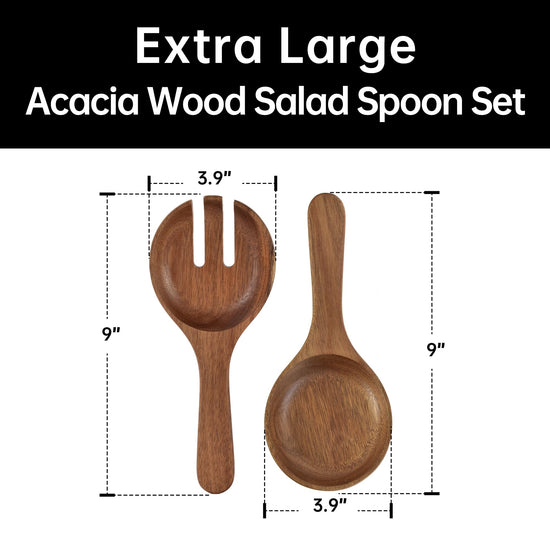 KITEISCAT salad bowl set — Extra large with acacia wood base and utensils