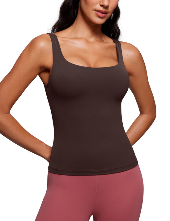 CRZ YOGA U neck tank top — Padded athletic camisole with built in bra