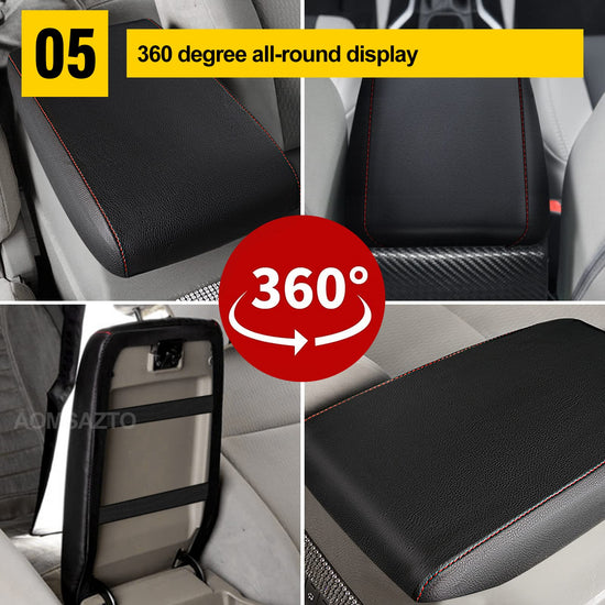 AOMSAZTO console covers — Black with red stitches for 2010-2014 Honda Accord Crosstour armrest