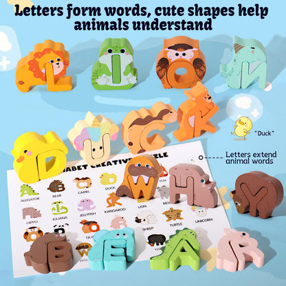 Puzzles — Wooden alphabet animal puzzles for toddlers ages 3-5