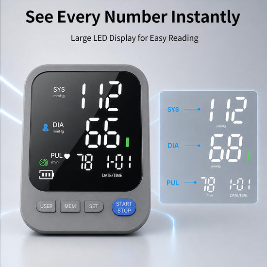 Lineshare blood pressure monitor — large LED display with adjustable cuff and memory