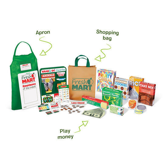 Melissa & Doug Fresh Mart Companion Set — grocery store pretend play accessories