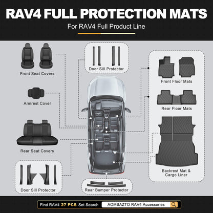 AOMSAZTO vehicle mats - all weather protection TPE floor liners for 2019-2025 Toyota RAV4