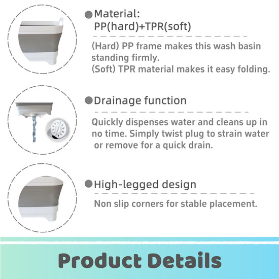 GIMWA collapsible wash basin — space-saving design with drain plug