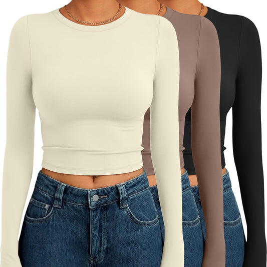 Shirt — Women's long sleeve crop top pack in Y2K style
