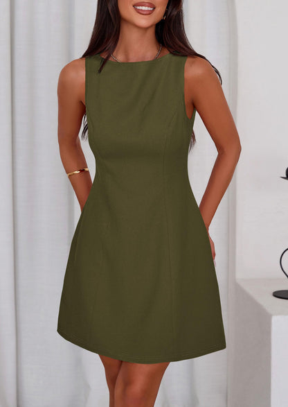 Dress — Elegant sleeveless boat neck mini dress by PRETTYGARDEN
