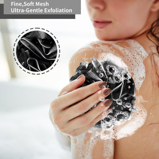 BCKENEY bathing sponge — soft mesh exfoliating loofa for men and women