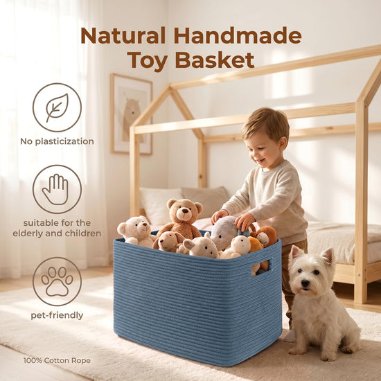 OIAHOMY extra large cotton rope basket with handles, 70L capacity, woven design
