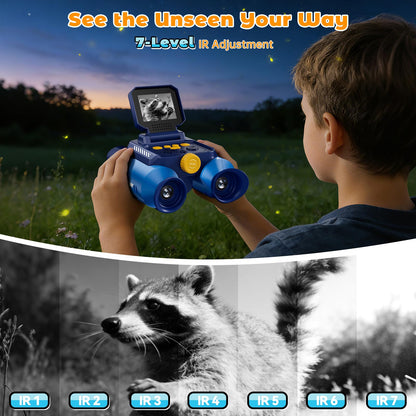 Binoculars for Kids with Night Vision - 48MP FHD Digital Camera Binoculars STEM Toy with 2.4" IPS Screen, 10X Optical Zoom, Rechargeable for 4-12 Years Boys & Girls Birthday Gift Outdoor Bird Watching