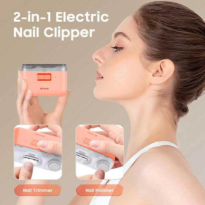 Electric nail clipper — 2 in-1 automatic trimmer and polisher with light