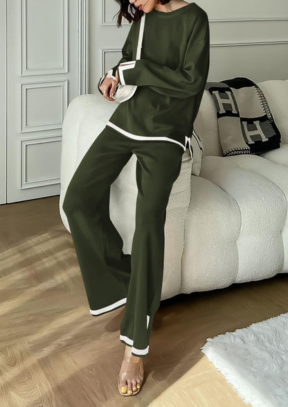 PRETTYGARDEN coordinated outfit — women's fall knit sweater set with wide leg pants