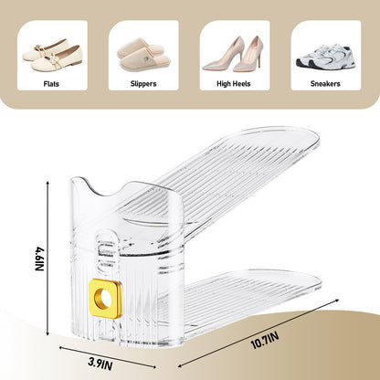 FENRUNXU shoe slots organizer - 12 pack transparent shoe stacker for closet storage