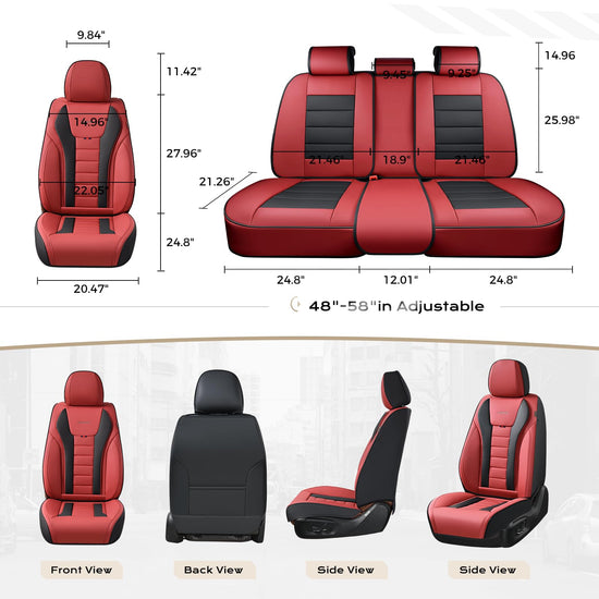 Coverado car seat covers — waterproof leather full set for most cars
