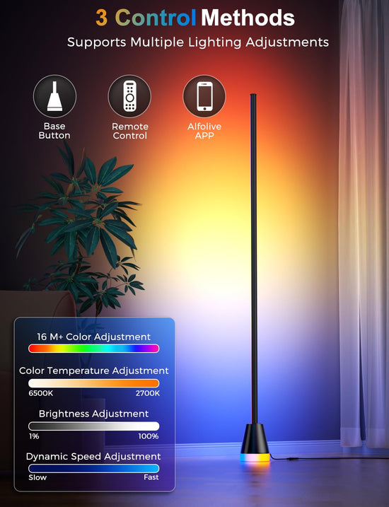 Alfolive RGB lamp — Smart LED corner lamp with music sync and remote control