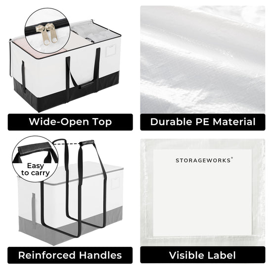 StorageWorks storage bags — extra large lidded bins with reinforced handles