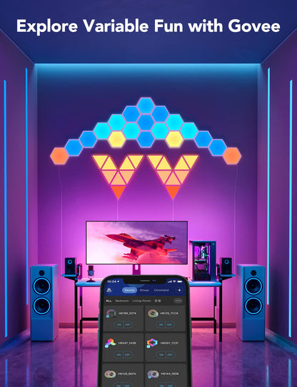 Light fixture — Govee hexagon smart LED wall lights with music sync and scene modes
