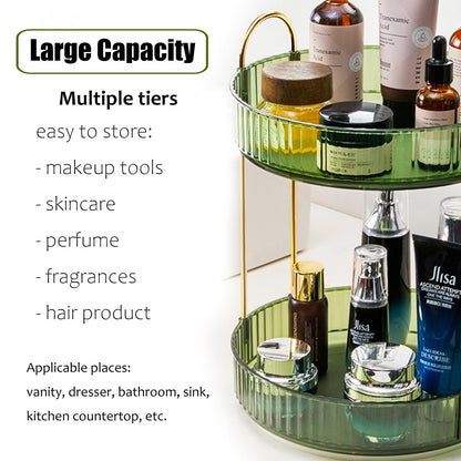 Zufudo rotating tray — Clear skincare and perfume storage for bathroom vanity