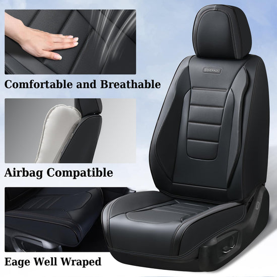 Coverado seat covers - waterproof nappa leather front seat covers for most cars