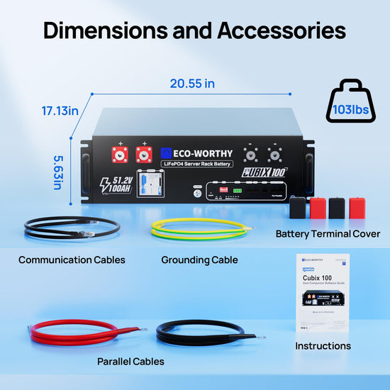 ECO-WORTHY Cubix 100 battery — 48V 100Ah lithium battery with BMS for server rack