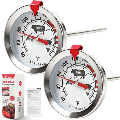 Meat Thermometer for Oven 304 Stainless Steel Probe, 40‑220°F, 2pc