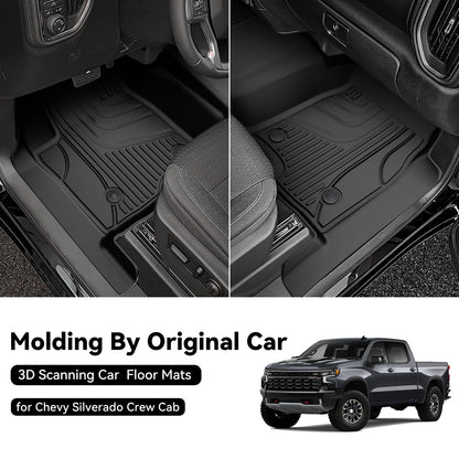 AOMSAZTO Floor Mats for 2019-2026 Chevy Silverado 1500 / GMC Sierra 1500, 2020-2026 Silverado/Sierra 2500HD / 3500HD - 1st Row Bench Seat Car Liner for Chevrolet Silverado (Front Row)