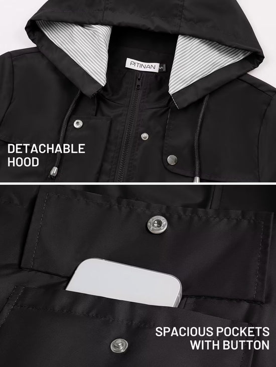 PITINAN rain coat — waterproof and lightweight with hood for women