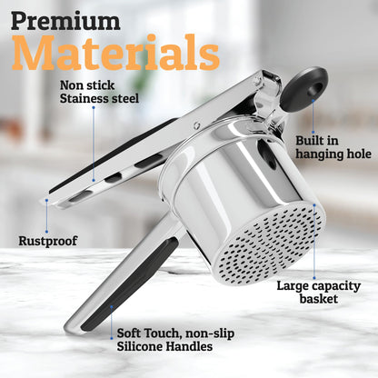 PriorityChef potato ricer — heavy duty stainless steel kitchen tool for mashing potatoes