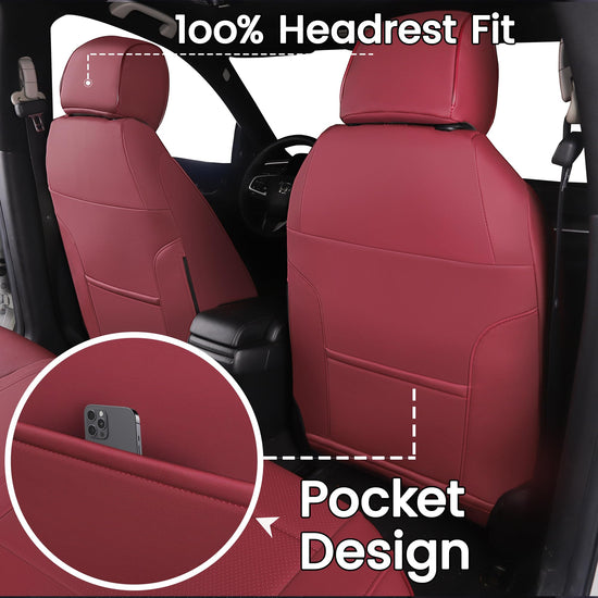 HKZ vehicle seat covers — custom fit wine red leather for Honda Civic Sedan 2016-2021 LX