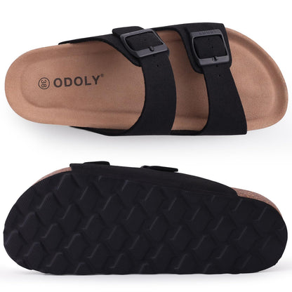 ODOLY cork footbed slide sandal — adjustable buckle for arch support