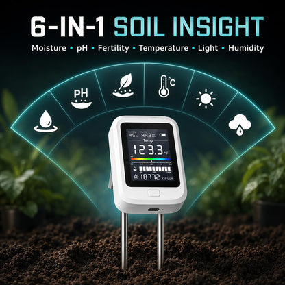 Soil Moisture Meter, 6-in-1 Soil pH Tester Test Kit for Garden, Lawn, Farm