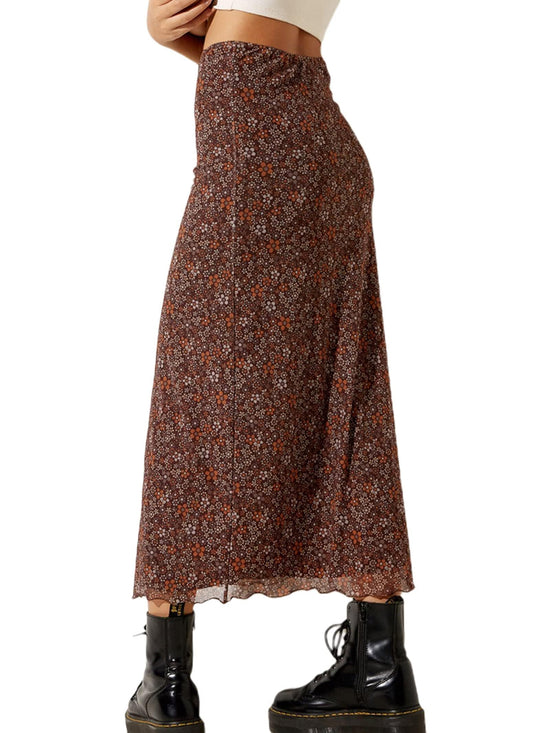 SOFIA'S CHOICE midi skirt - High waisted floral design