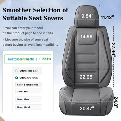 Coverado car seat covers - waterproof leather seat protectors in gray